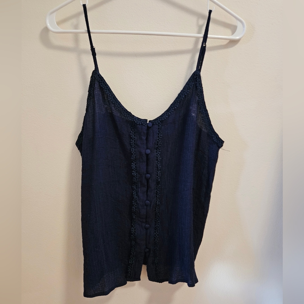 Francescas- navy blue tank top button up